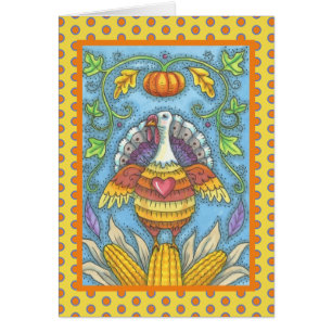 FOLK ART TURKEY AGRADECENDO AO Vazio DE CARTÃO DE