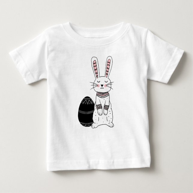 Folk Easter Bunny Rabbit Baby T-Shirt (Frente)