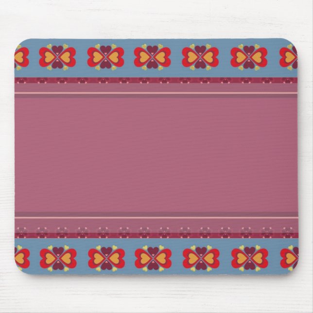 Folk Heart Pattern Mouse Pad (Frente)