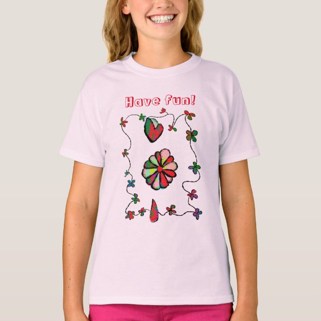 Folk Retro Quaint e Happy Art T-Shirt (Frente)