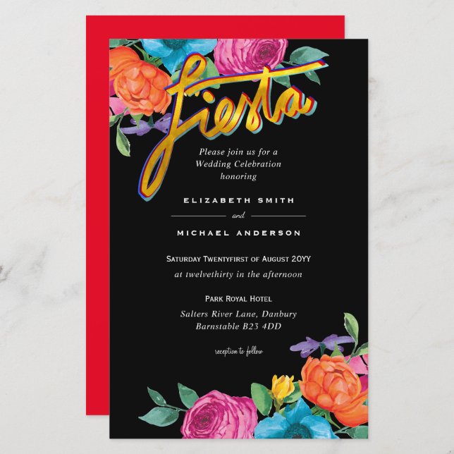 Folkart Flower Fiesta Convite De Casamento Boda (Frente/Verso)