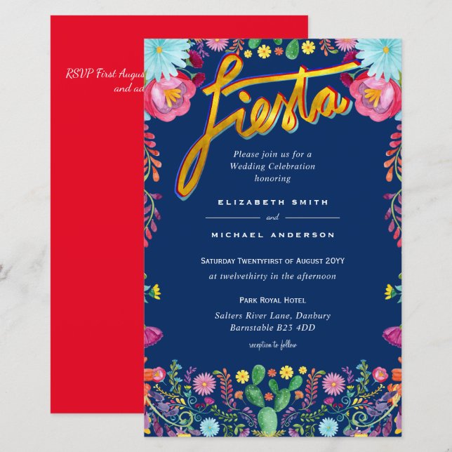 Folkart Flower Fiesta Convite De Casamento Boda (Frente/Verso)
