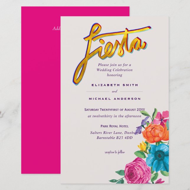 Folkart Flower Fiesta Convite De Casamento Boda (Frente/Verso)