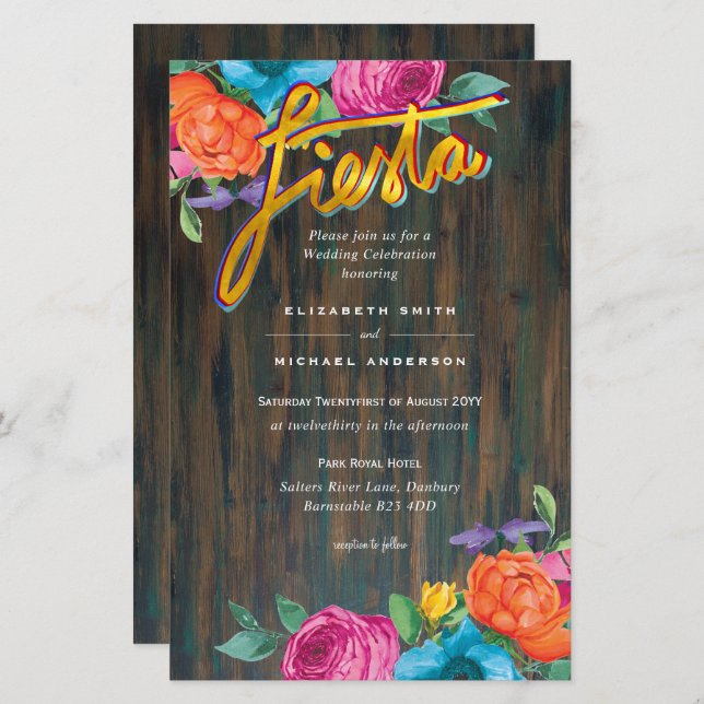 Folkart Flower Fiesta Convite De Casamento Boda (Frente/Verso)