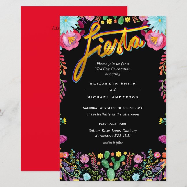 Folkart Flower Fiesta Convite De Casamento Boda (Frente/Verso)