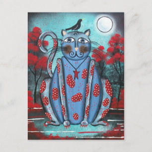 Folt ART Blue Cat by LORI EVERETT cartão postal