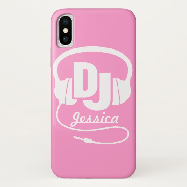 Fones de ouvido DJ garota chamada capas de iphone  (Verso)