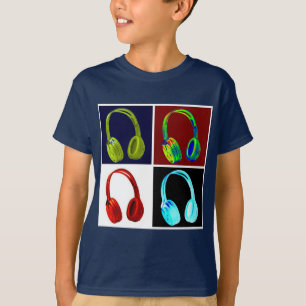 Fones de ouvido Pop Art Marinho Color T-Shirt