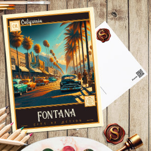 Fontana, Califórnia Cartão postal Vintage