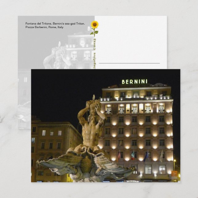 Fontana del Tritone, Roma, Itália - cartão postal (Frente/Verso)