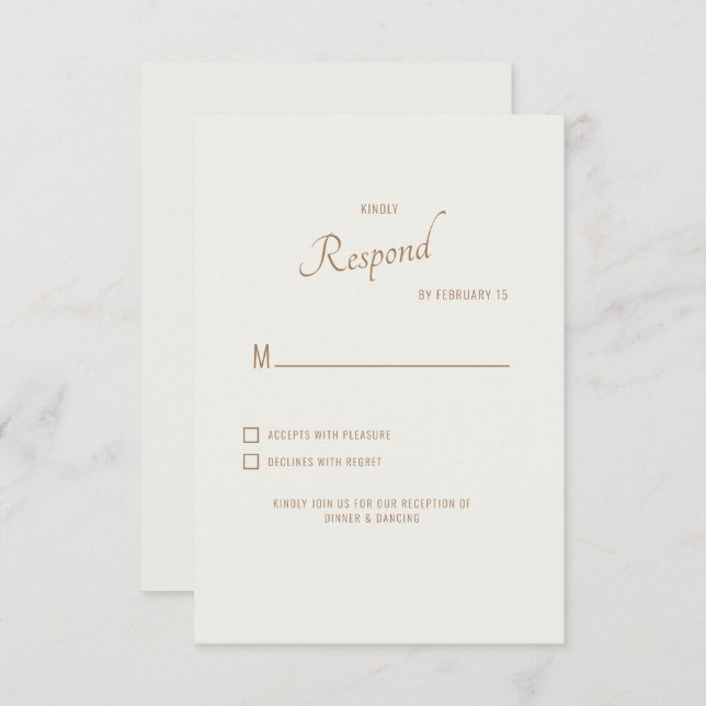 Fonte Moderna Creme para Casamento RSVP (Frente/Verso)