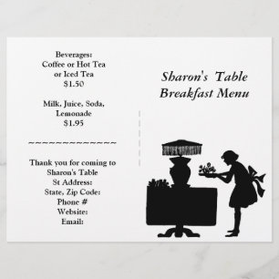 Fontes do restaurante, menu do pequeno almoço