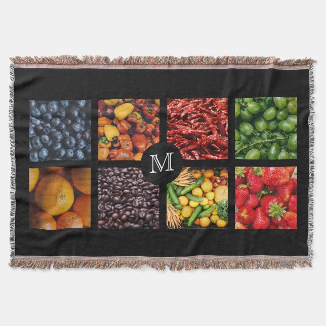 Foodie Monograma personalizado lança cobertor 3 (Frente)
