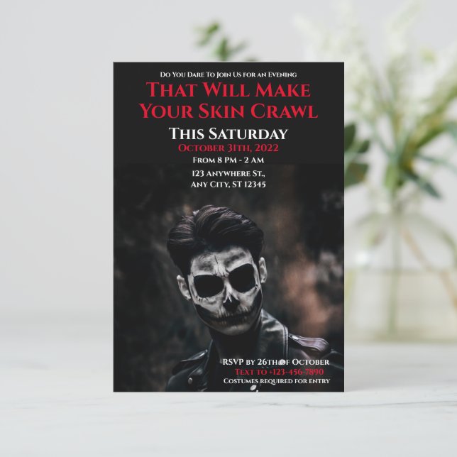 Fora do seu Convite de Festa de Halloween de Grita (Em pé/Frente)
