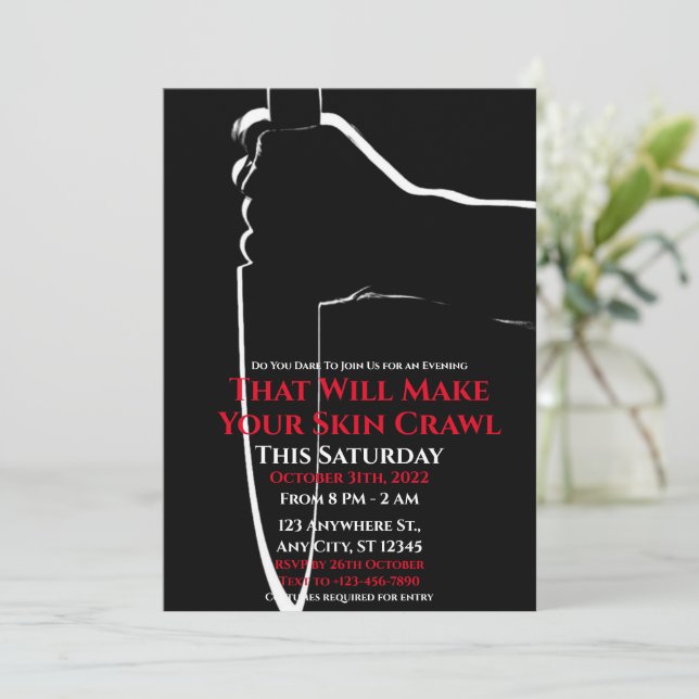 Fora do seu Convite de Festa de Halloween de Grita (Em pé/Frente)