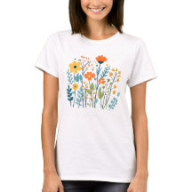 Foral de T-shirt impressa para raparigas para mulh