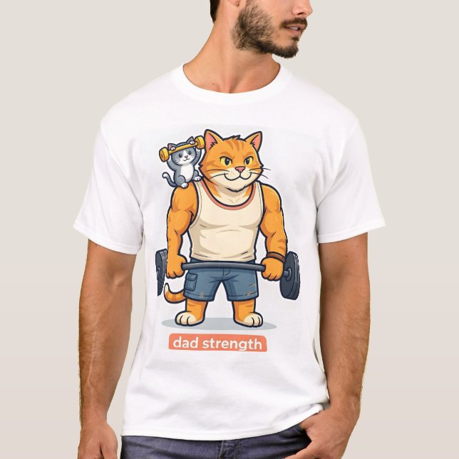 Força de Pai - Camiseta engraçada de pai de gato d (Frente)