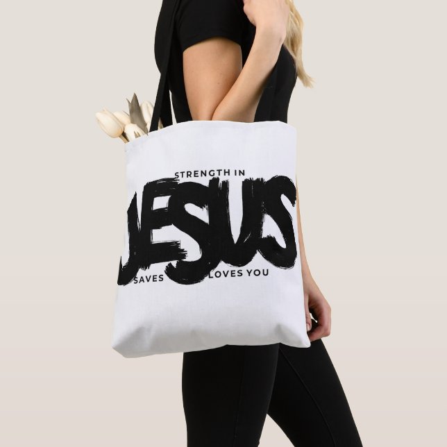 Força divina:Saco de Tote com Mensagem de Jesus Tr (Close Up)