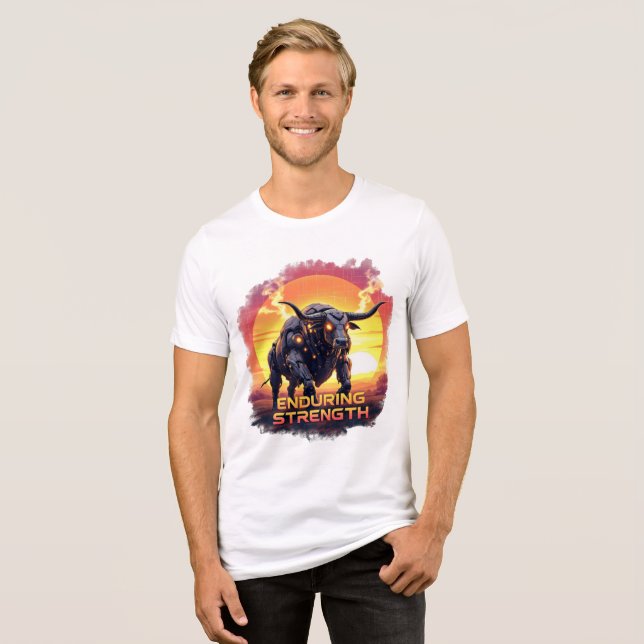 Força Duradoura - Camiseta Touro Robótico (Frente Completa)