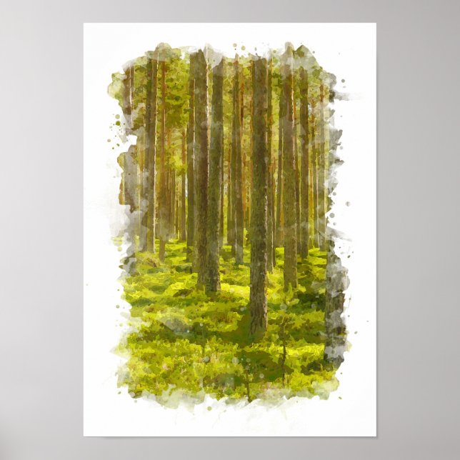 Forest Nature Landscape - Watercolor Poster (Frente)