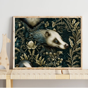 Forest Possum Animal Oculto Impressão de Parede