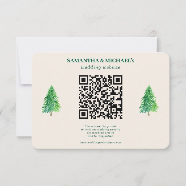 Forest Tree Christmas | QR Wedding Details RSVP (Frente)