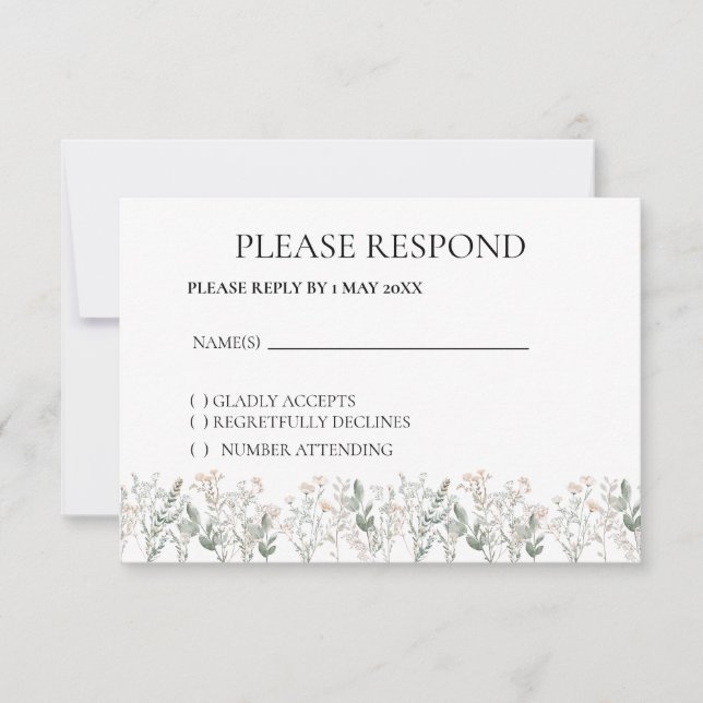 Forest Wildflower Boho RSVP card (Frente)