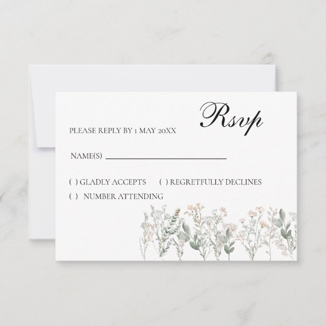 Forest Wildflowers RSVP Card, response card (Frente)