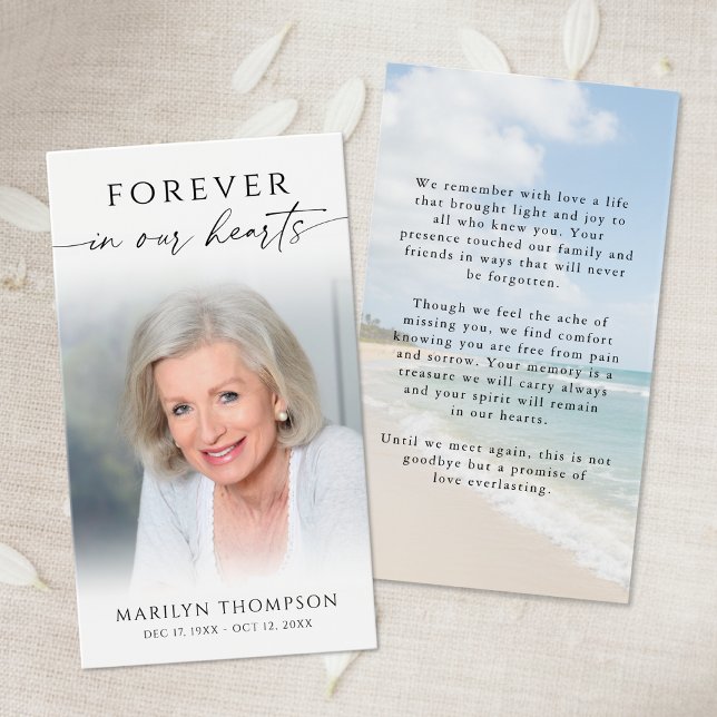 Forever in Our Hearts Beach Memorial Cards (Criador carregado)