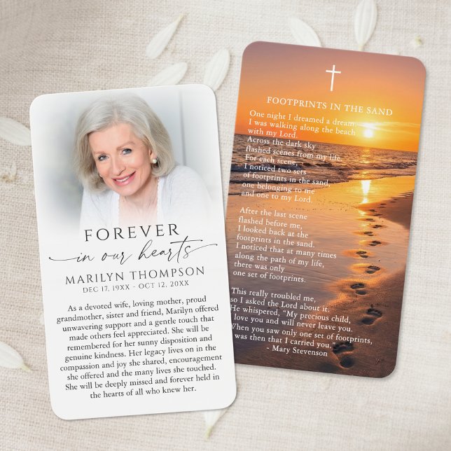 Forever in Our Hearts Footprints Poem Prayer Cards (Criador carregado)