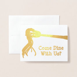 Fork de Espaguete de ouro - Convite de Janto Perso