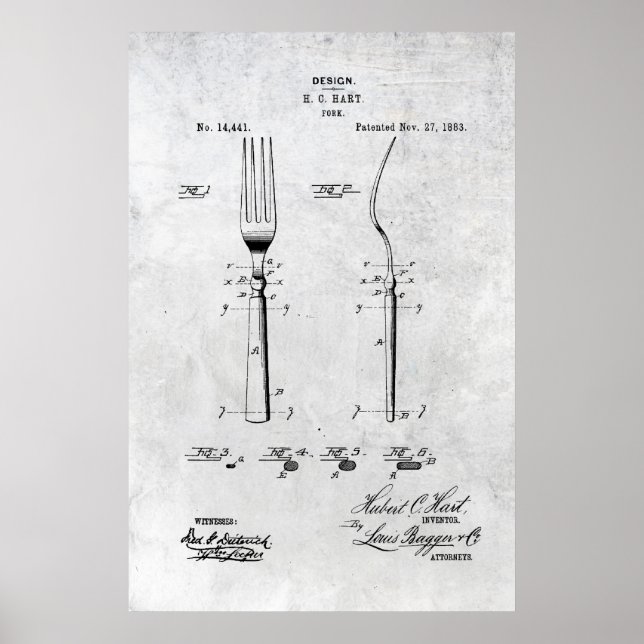 Fork Patent Impressão 1883 Poster (Frente)