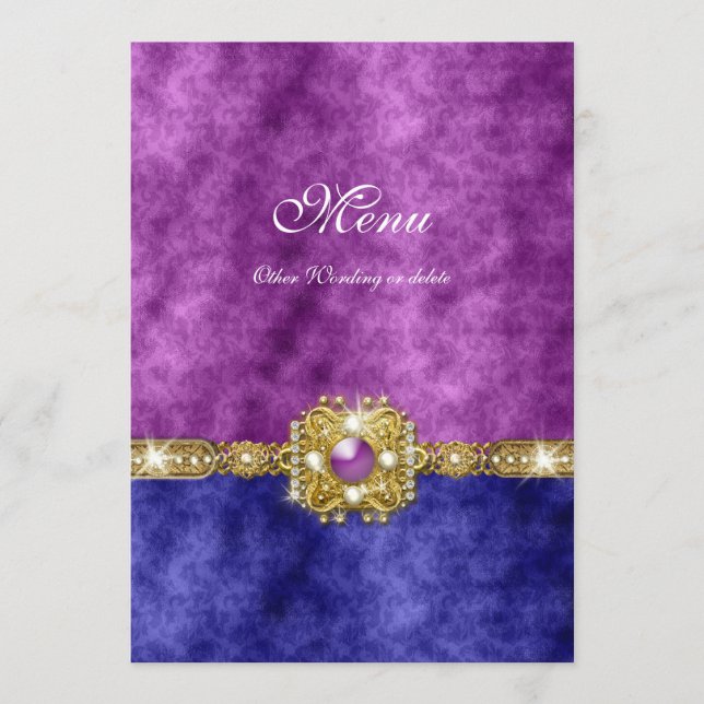 forma bling do damasco azul roxo do menu (Frente)