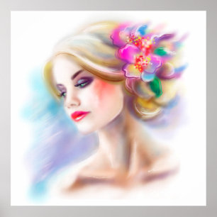 forma bonita do retrato da mulher do poster