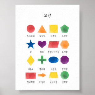 Forma de Hangul Coreano de Aquarelas poster