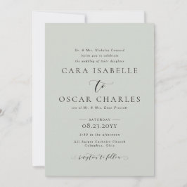 Formal e elegante convite para casamento verde