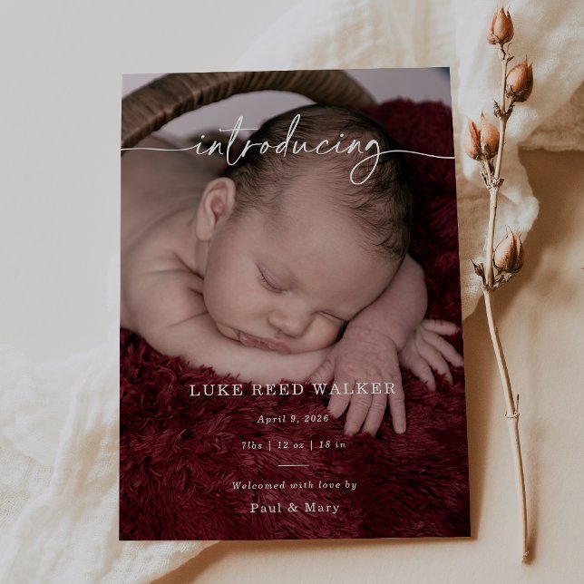 Formal Introducing Photo Baby Announcement Card (Criador carregado)