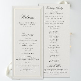 Formal Modern Classic Ecru Frame Wedding Program