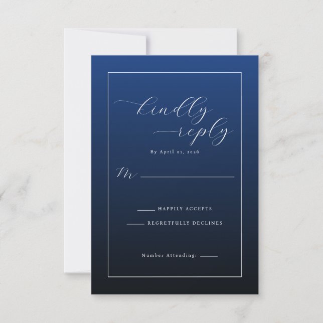 Formal Navy Blue RSVP Card (Frente)
