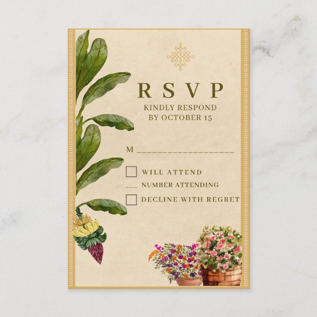 Formal Traditional Wedding RSVP Card | Elegant  (Frente)