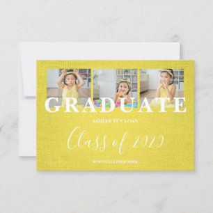 Formando Amarelo Pré-K Três Fotos Textura Têxti