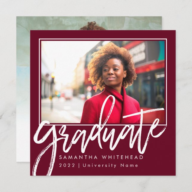 Formando de Foto Moderno 2022 Anúncio Burgundy (Frente/Verso)