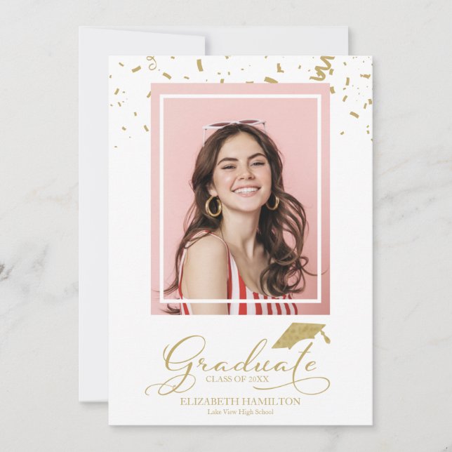 Formando Dourado Confetti Formando Anúncio Foto (Frente)