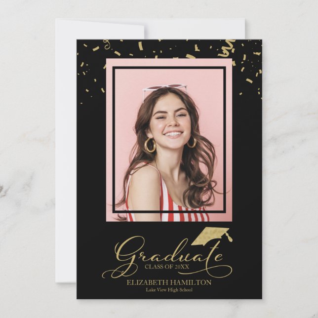 Formando Dourado Confetti Formando Anúncio Foto (Frente)