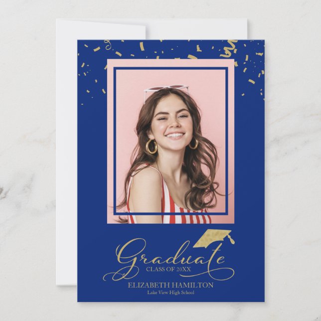 Formando Dourado Confetti Formando Anúncio Foto (Frente)