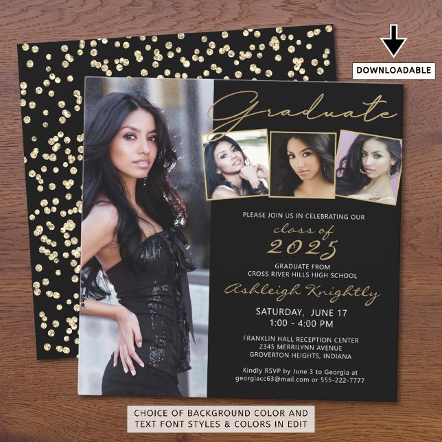 Formando Script 4 Photo Black Dourado Confetti (Criador carregado)