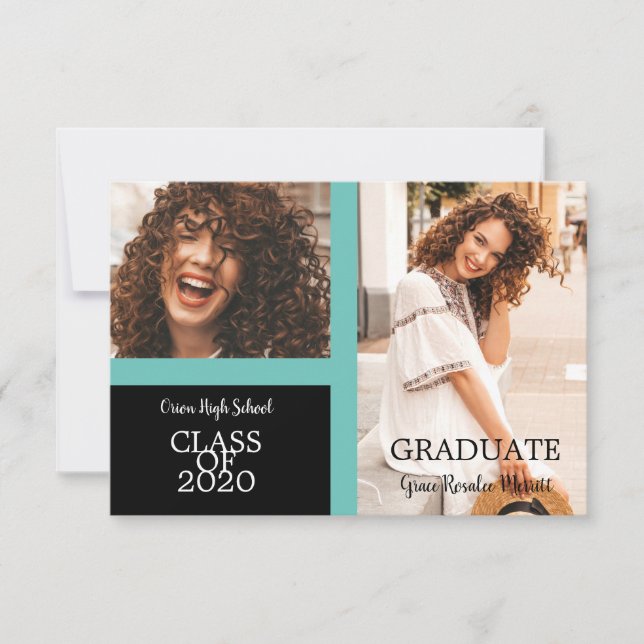 Formando Simples - Duas Fotos Graduadas em Teal (Frente)
