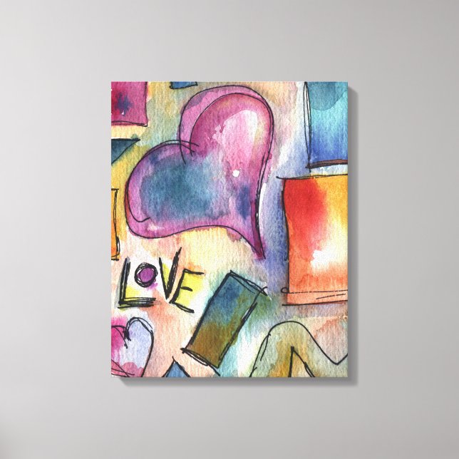 Formas de Amor Pintura aquosa em Canvas (Frente)