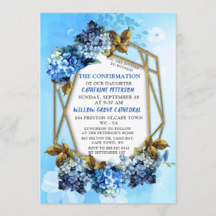 Formas de Blue Watercolor Convite de Confirmação
