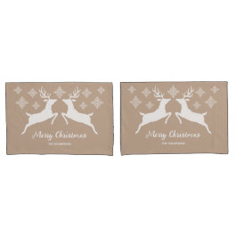 Formas de cervo branco no bege com flocos de neve 